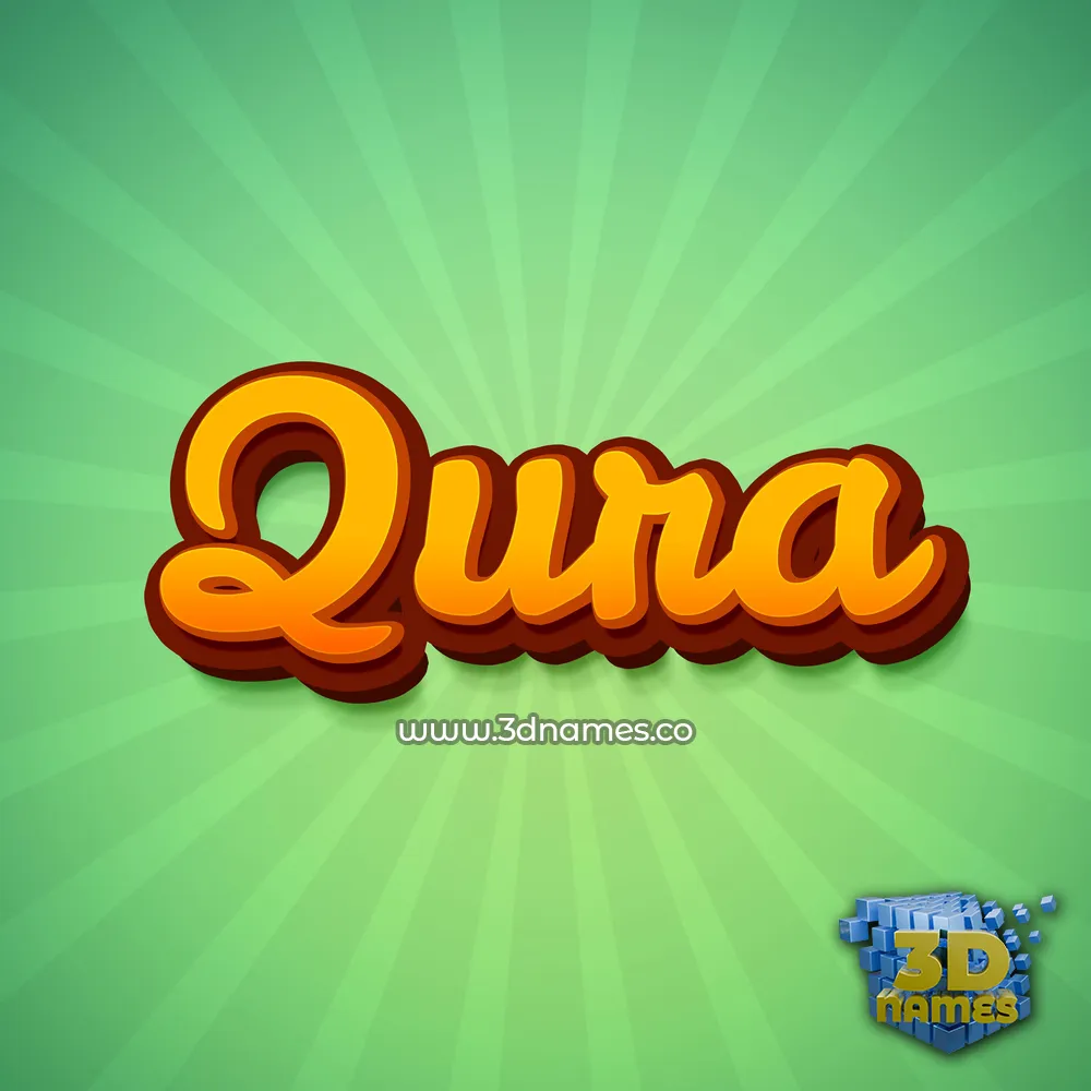 qura in Green Rays style - 3D name wallpaper