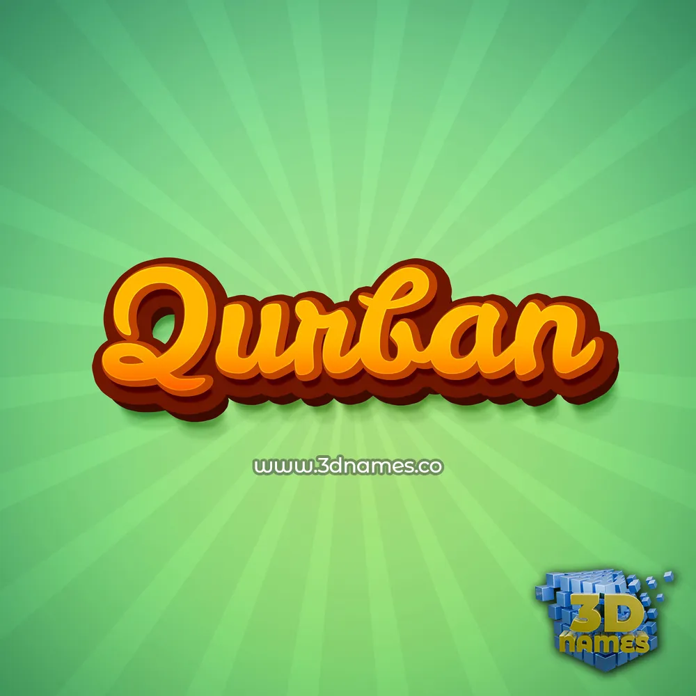 qurban in Green Rays style - 3D name wallpaper