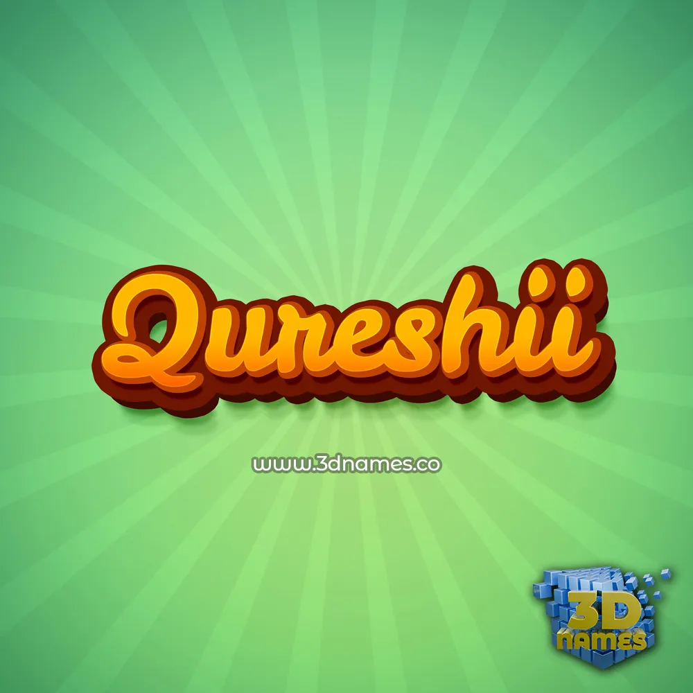qureshii in Green Rays style - 3D name wallpaper