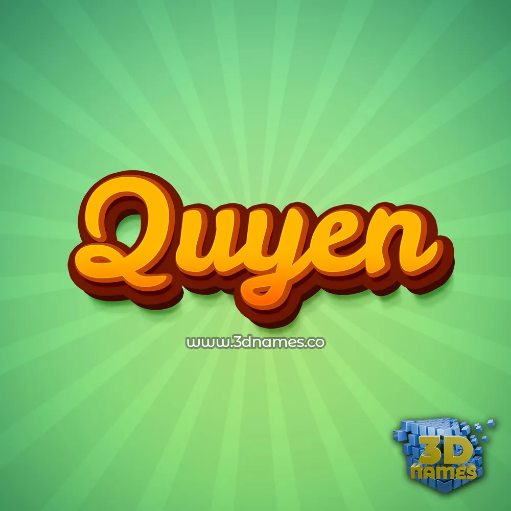 quyen in Green Rays style - 3D name wallpaper