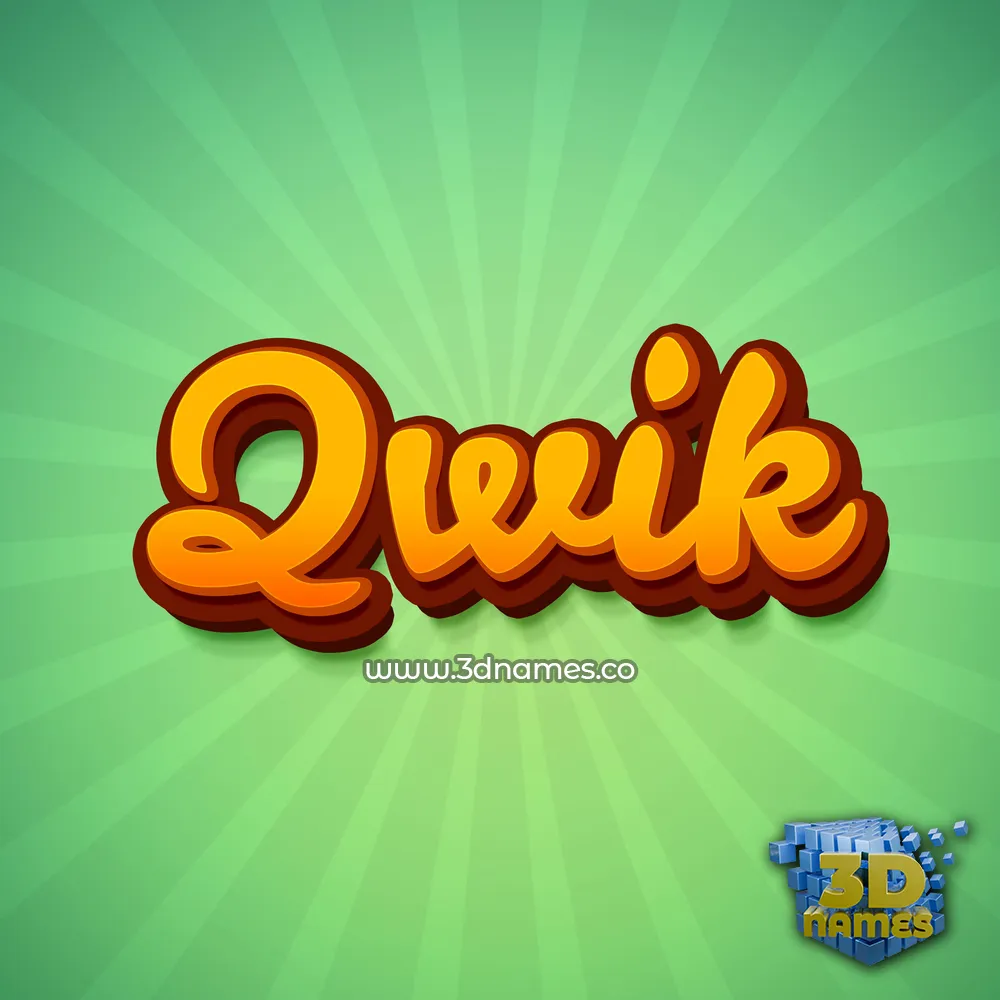 qwik in Green Rays style - 3D name wallpaper