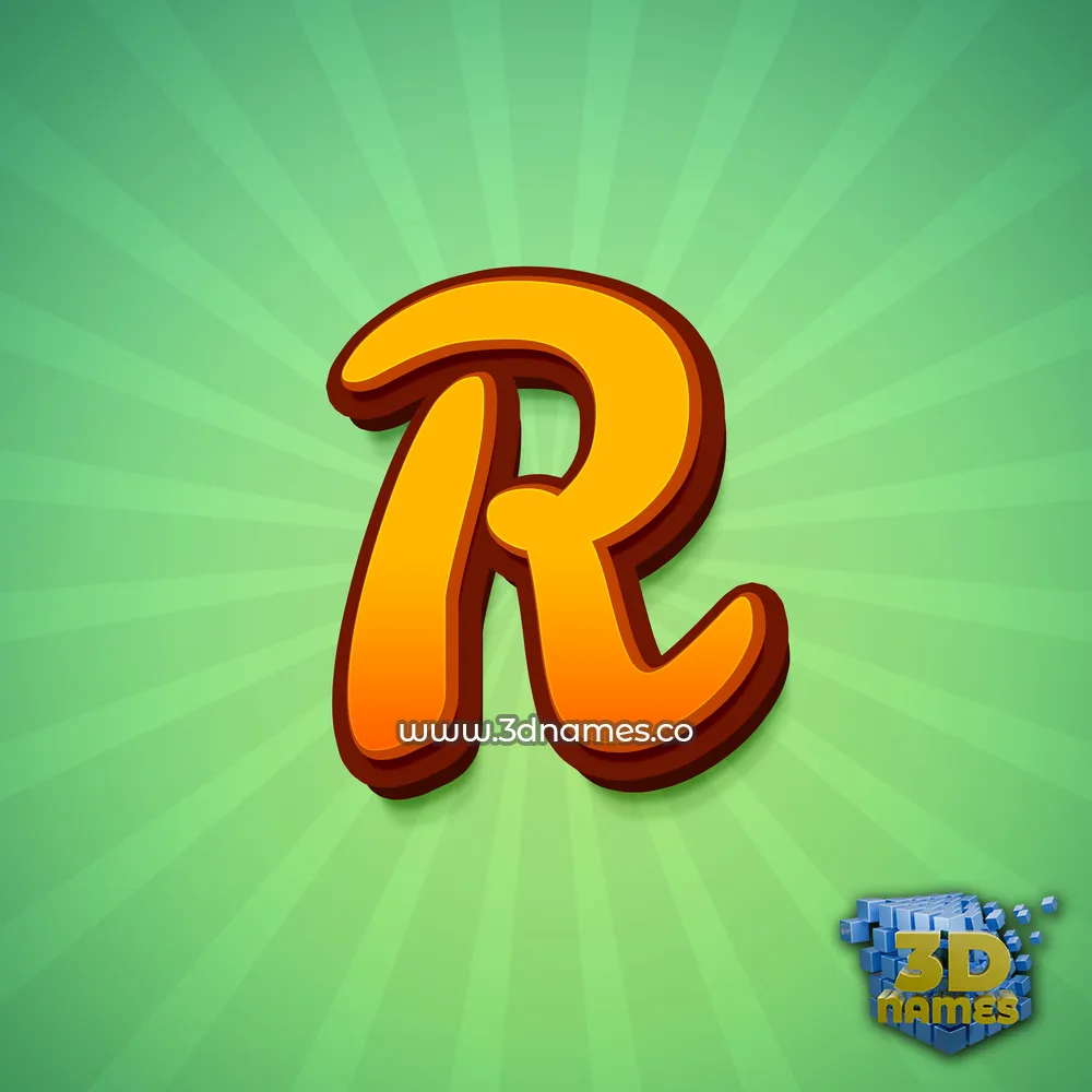 r in Green Rays style - 3D name wallpaper