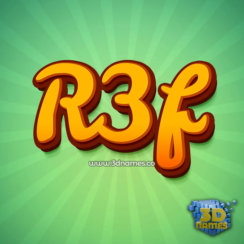 r3f in Green Rays style - 3D name wallpaper