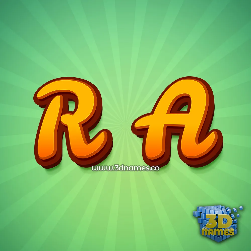 r a in Green Rays style - 3D name wallpaper