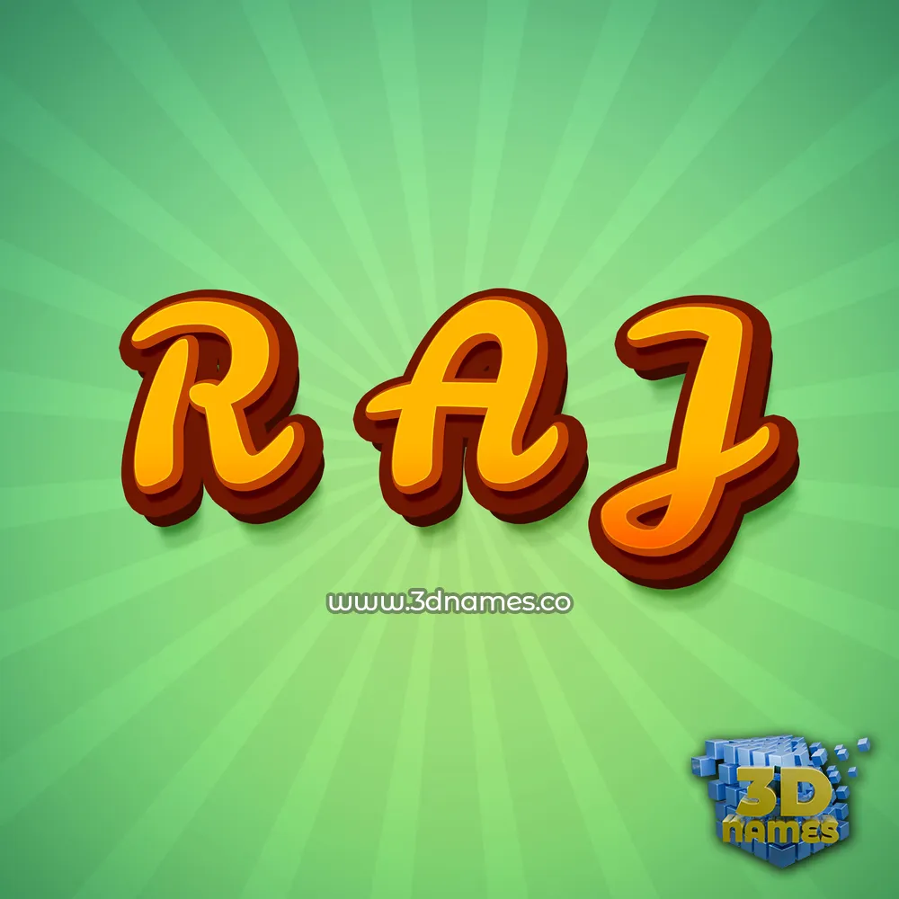 r a j in Green Rays style - 3D name wallpaper