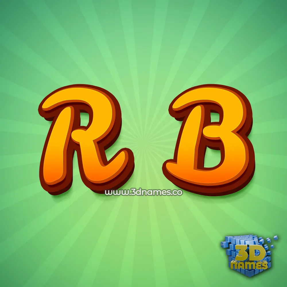 r b in Green Rays style - 3D name wallpaper