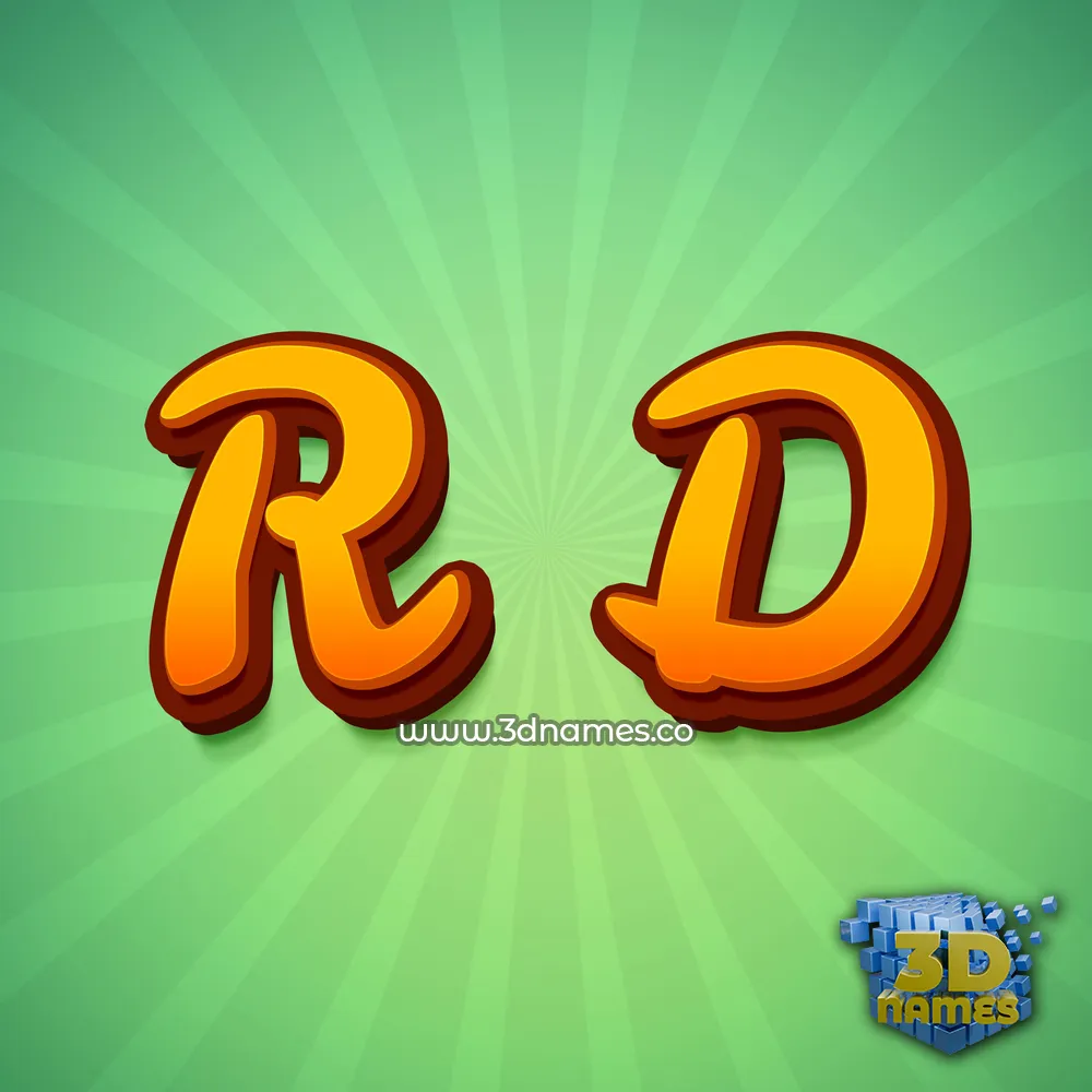 r d in Green Rays style - 3D name wallpaper