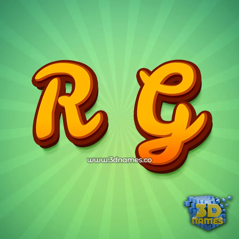 r g in Green Rays style - 3D name wallpaper