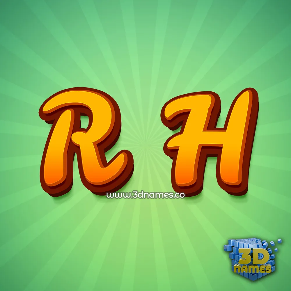 r h in Green Rays style - 3D name wallpaper