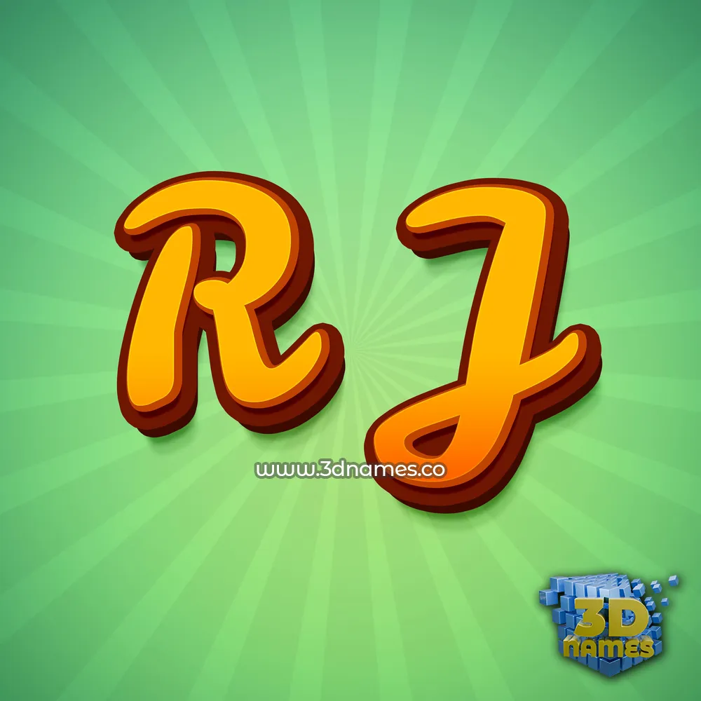 r j in Green Rays style - 3D name wallpaper