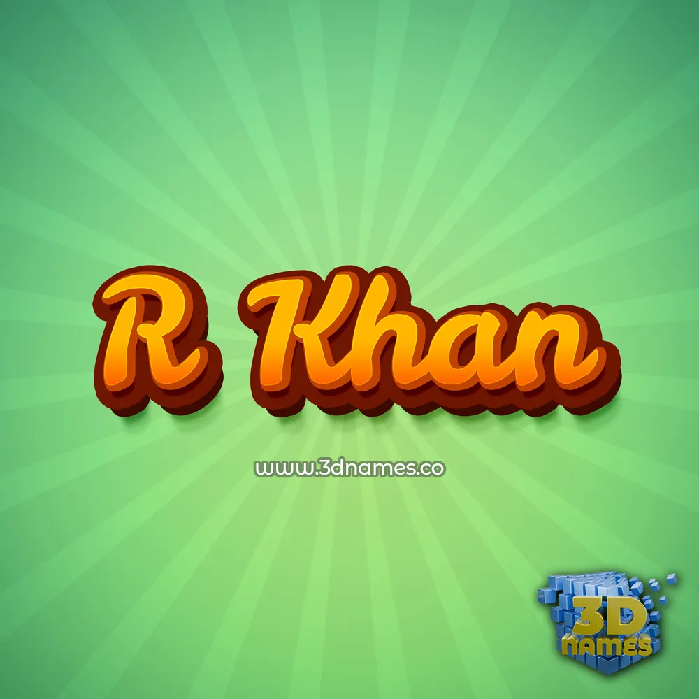 r khan in Green Rays style - 3D name wallpaper