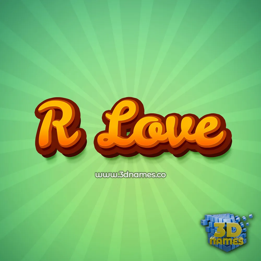 r love in Green Rays style - 3D name wallpaper