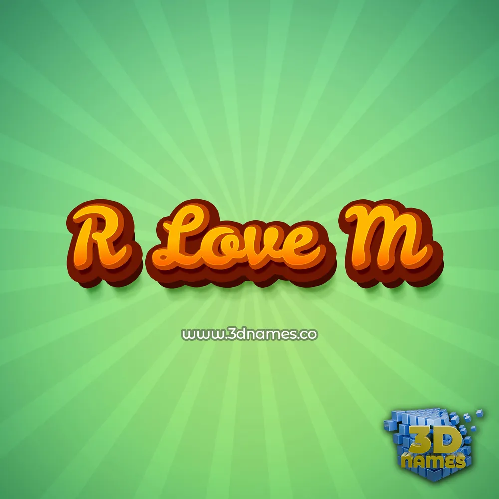r love m in Green Rays style - 3D name wallpaper