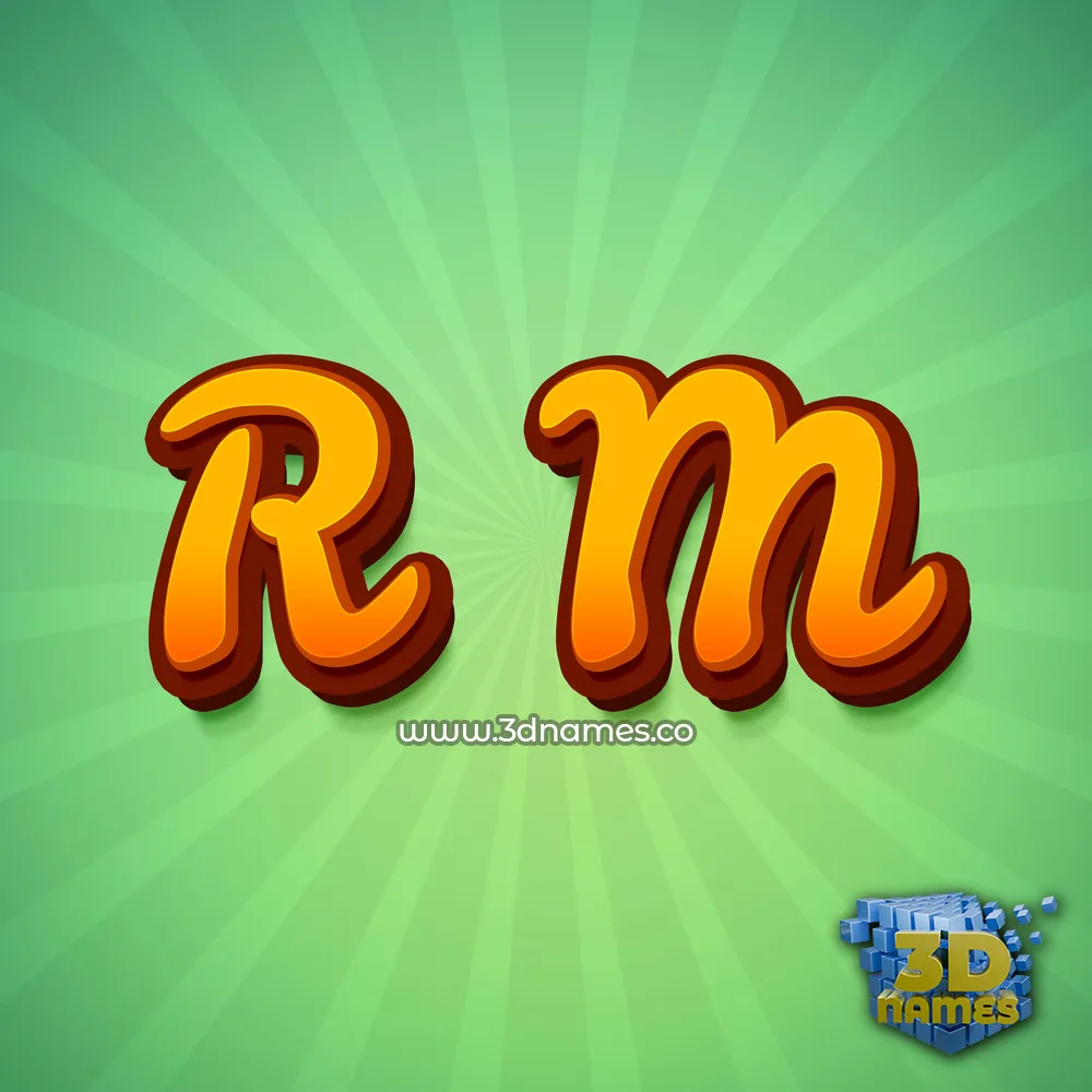 r m in Green Rays style - 3D name wallpaper