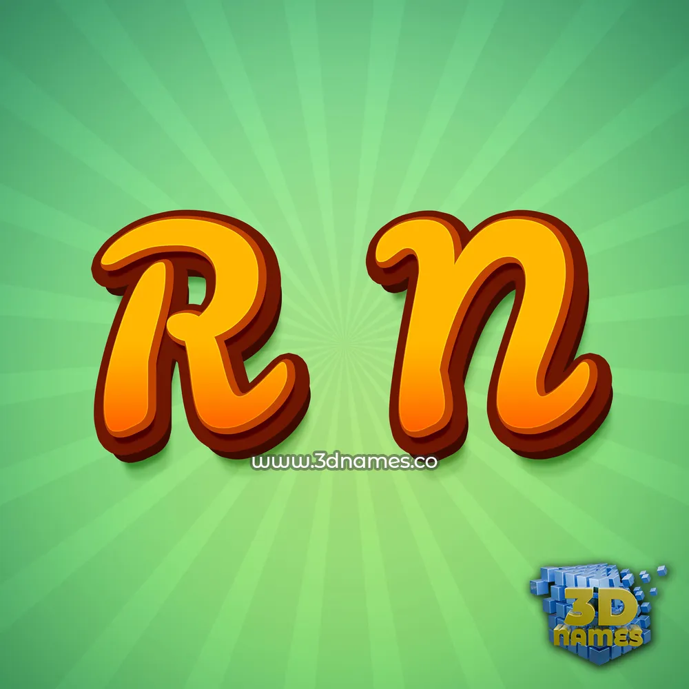r n in Green Rays style - 3D name wallpaper