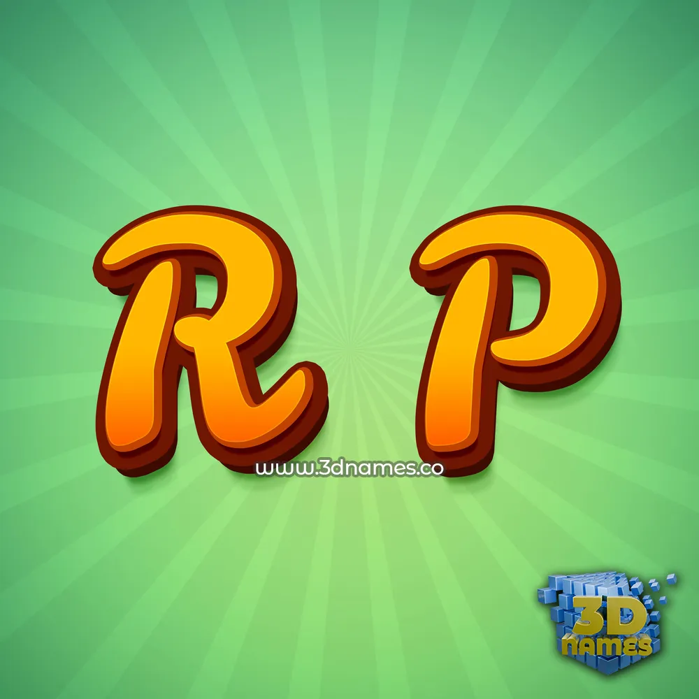 r p in Green Rays style - 3D name wallpaper