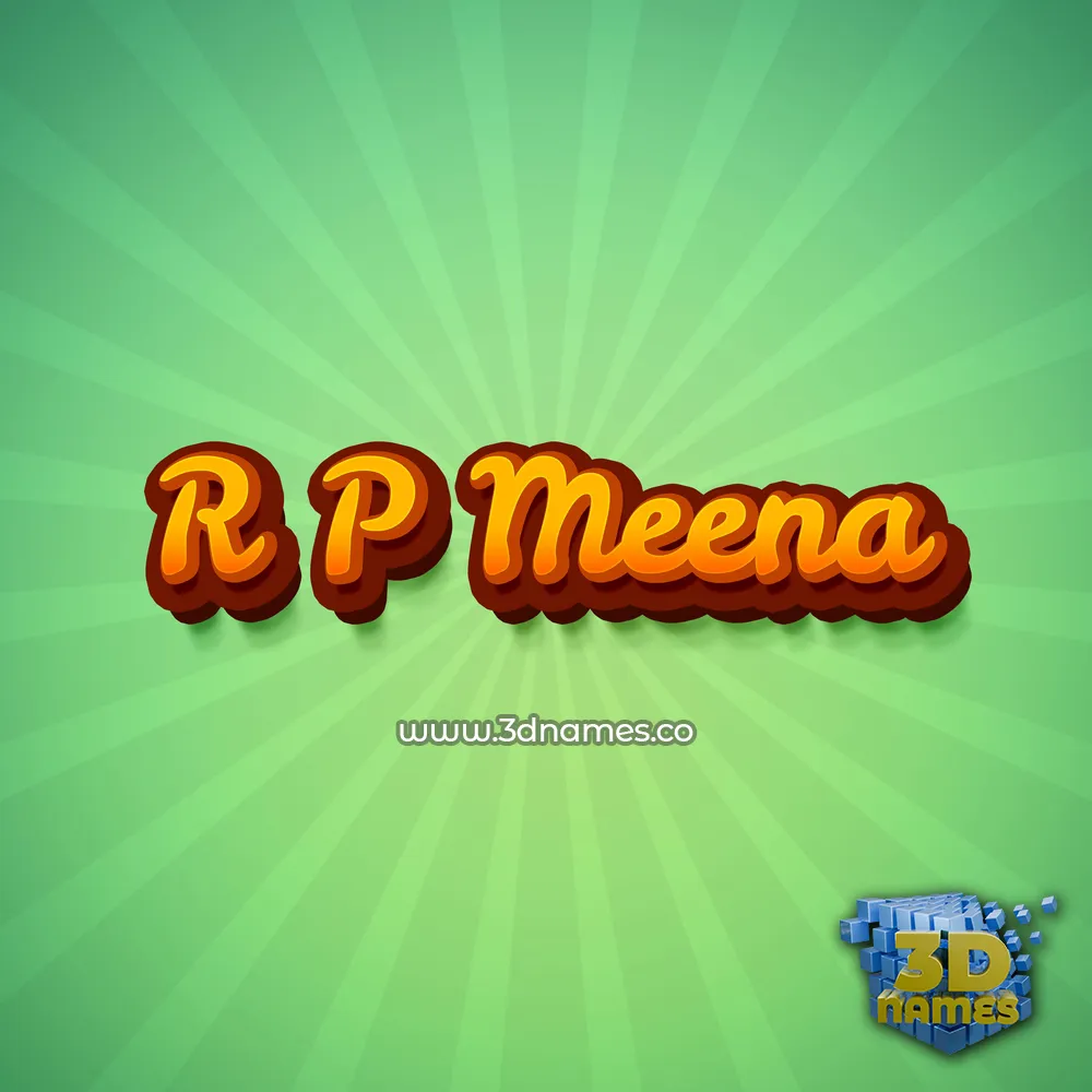 r p meena in Green Rays style - 3D name wallpaper