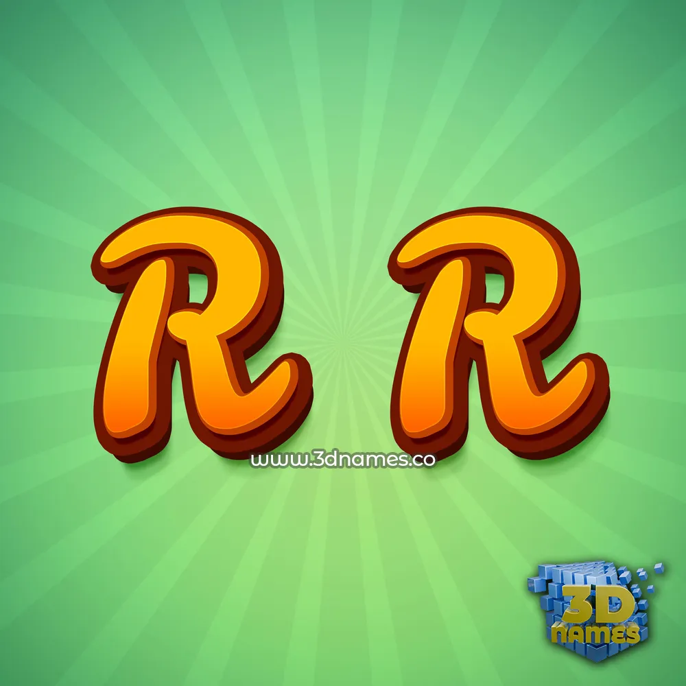 r r in Green Rays style - 3D name wallpaper