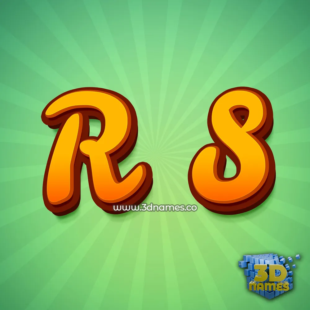 r s in Green Rays style - 3D name wallpaper