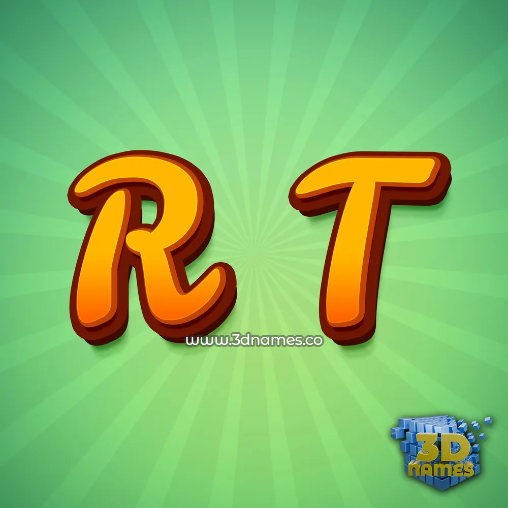 r t in Green Rays style - 3D name wallpaper