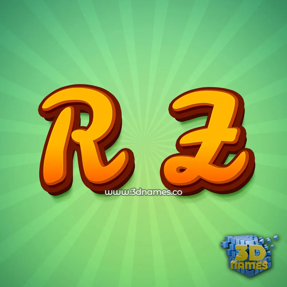 r z in Green Rays style - 3D name wallpaper