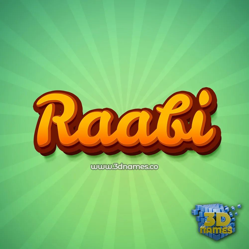 raabi in Green Rays style - 3D name wallpaper