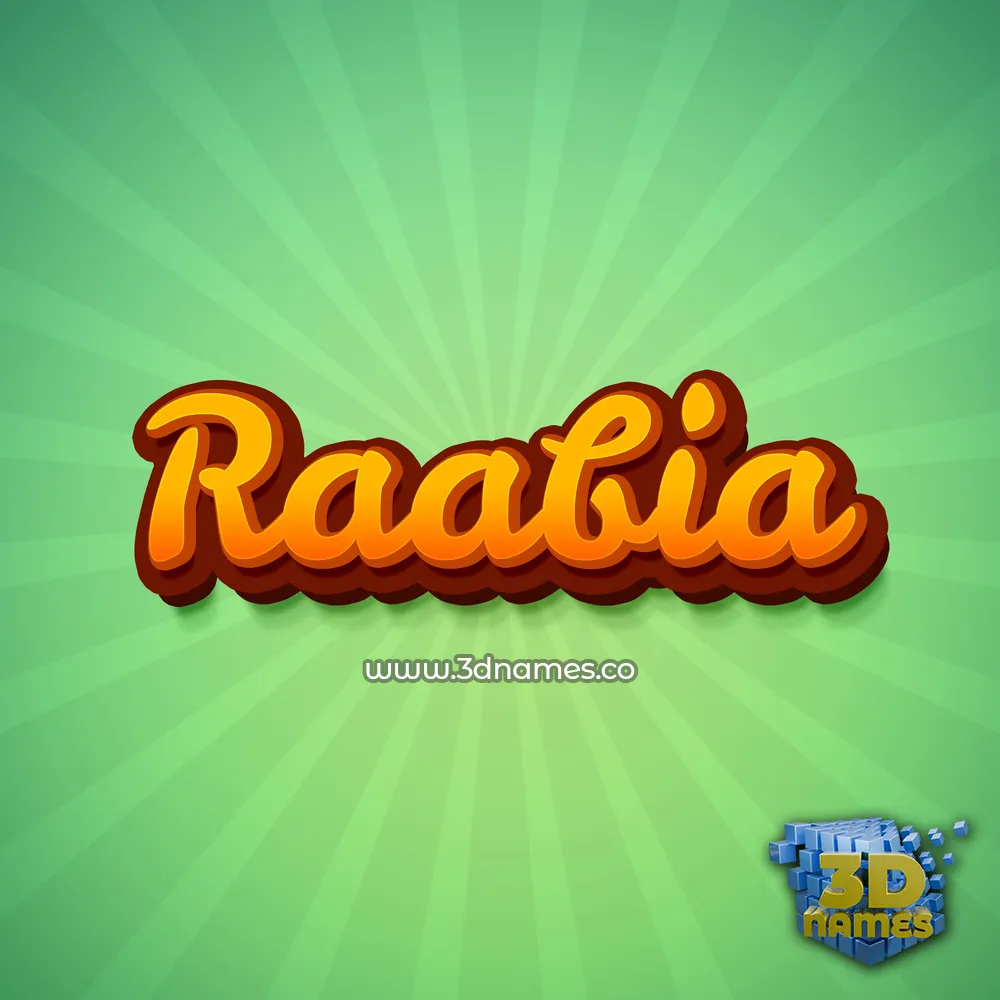 raabia in Green Rays style - 3D name wallpaper