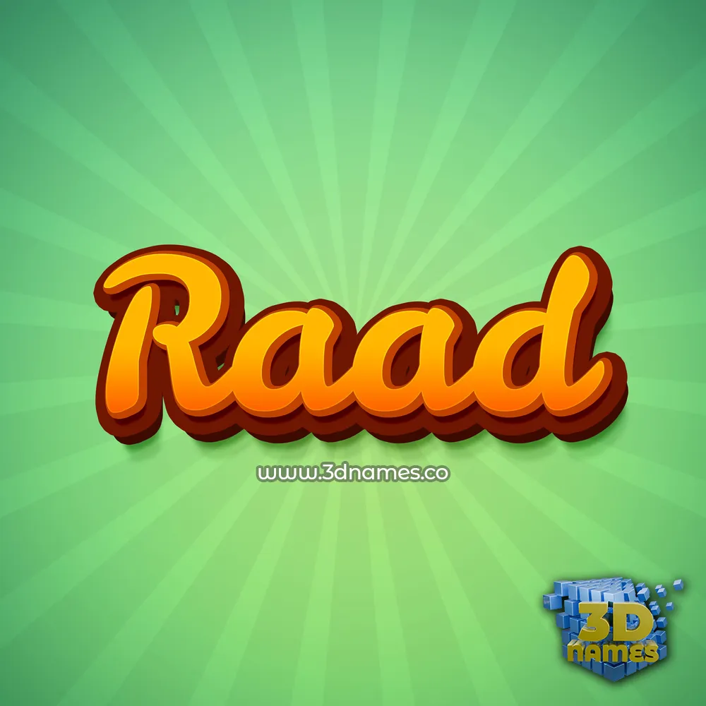 raad in Green Rays style - 3D name wallpaper