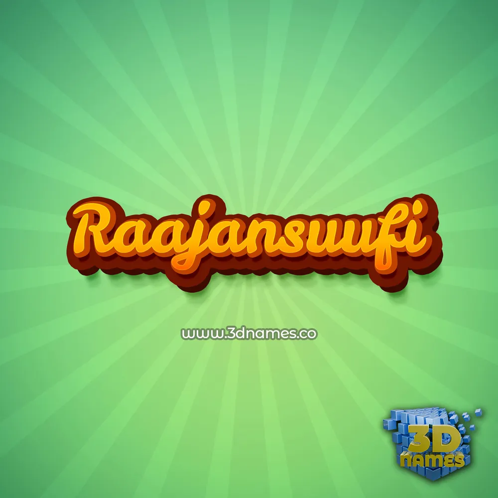raajansuufi in Green Rays style - 3D name wallpaper