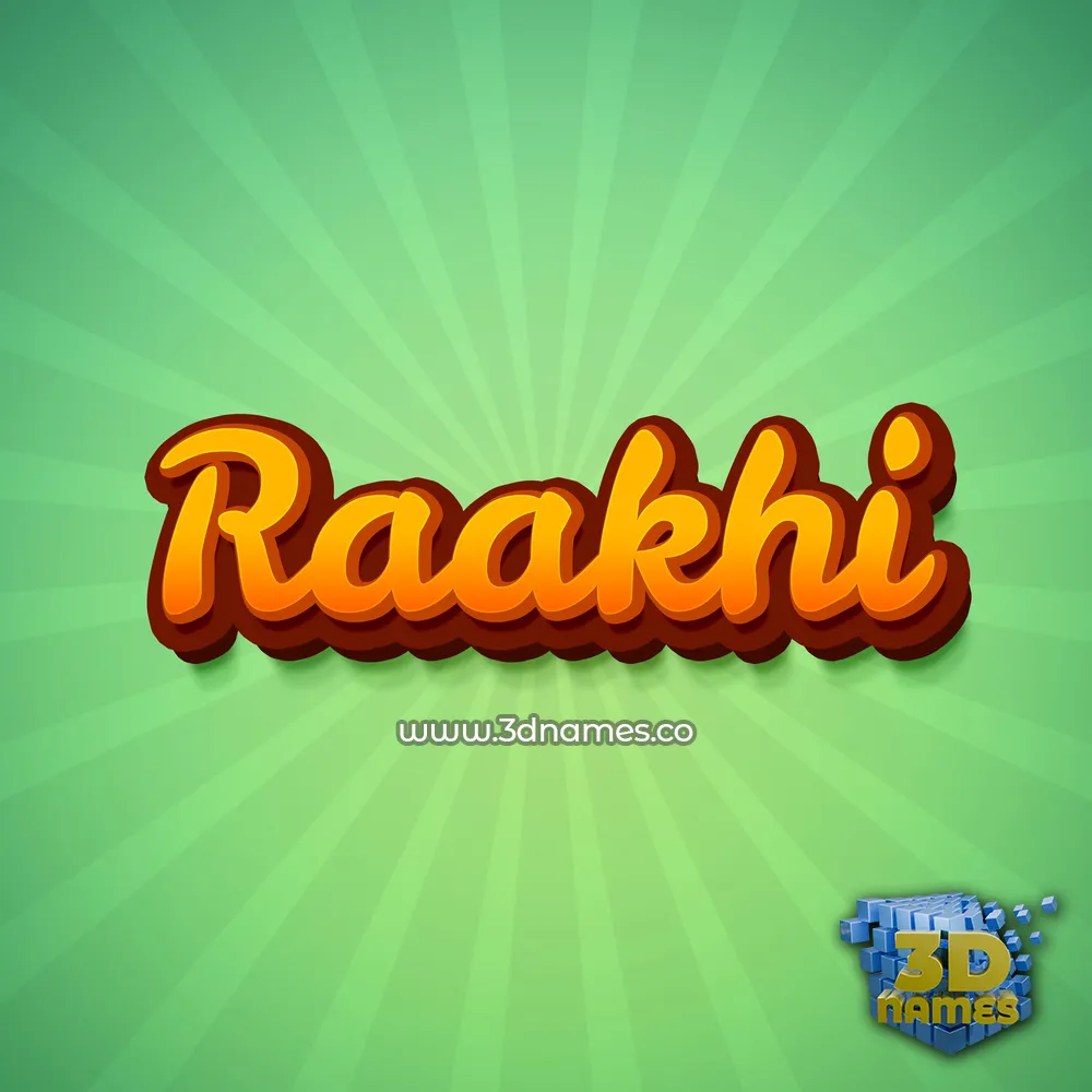 raakhi in Green Rays style - 3D name wallpaper