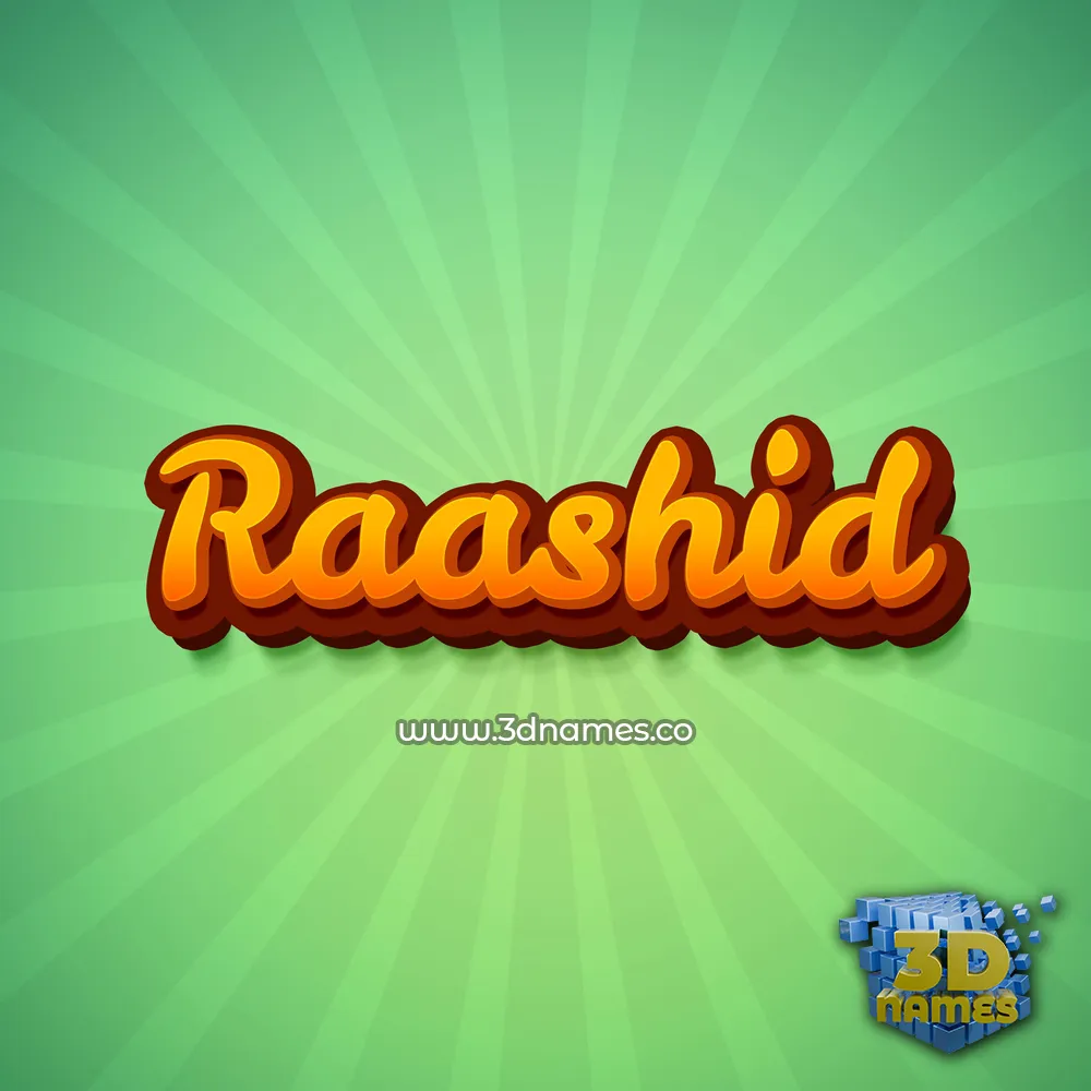 raashid in Green Rays style - 3D name wallpaper