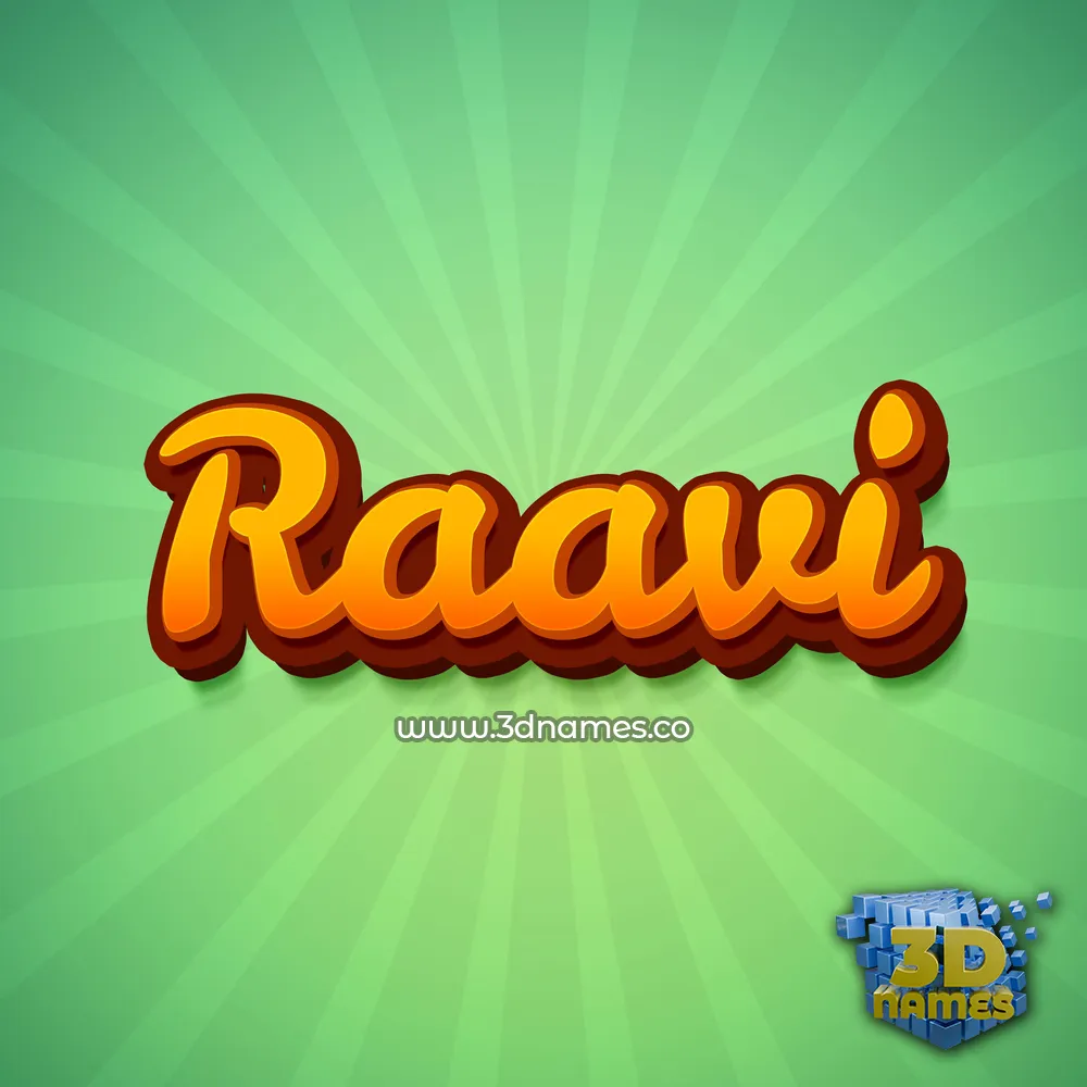 raavi in Green Rays style - 3D name wallpaper