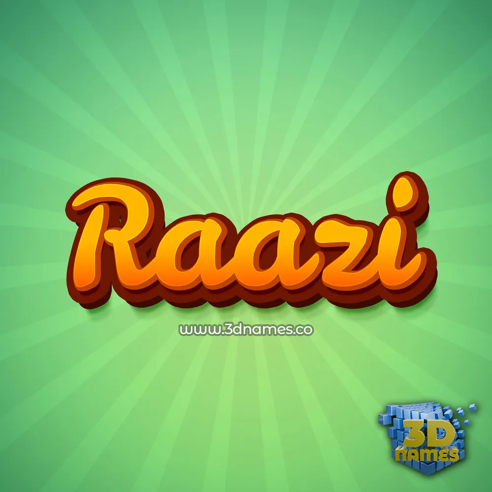raazi in Green Rays style - 3D name wallpaper