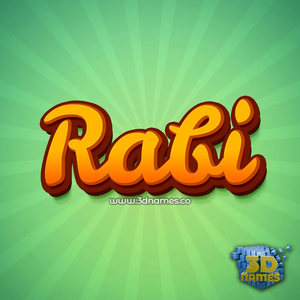 rabi in Green Rays style - 3D name wallpaper