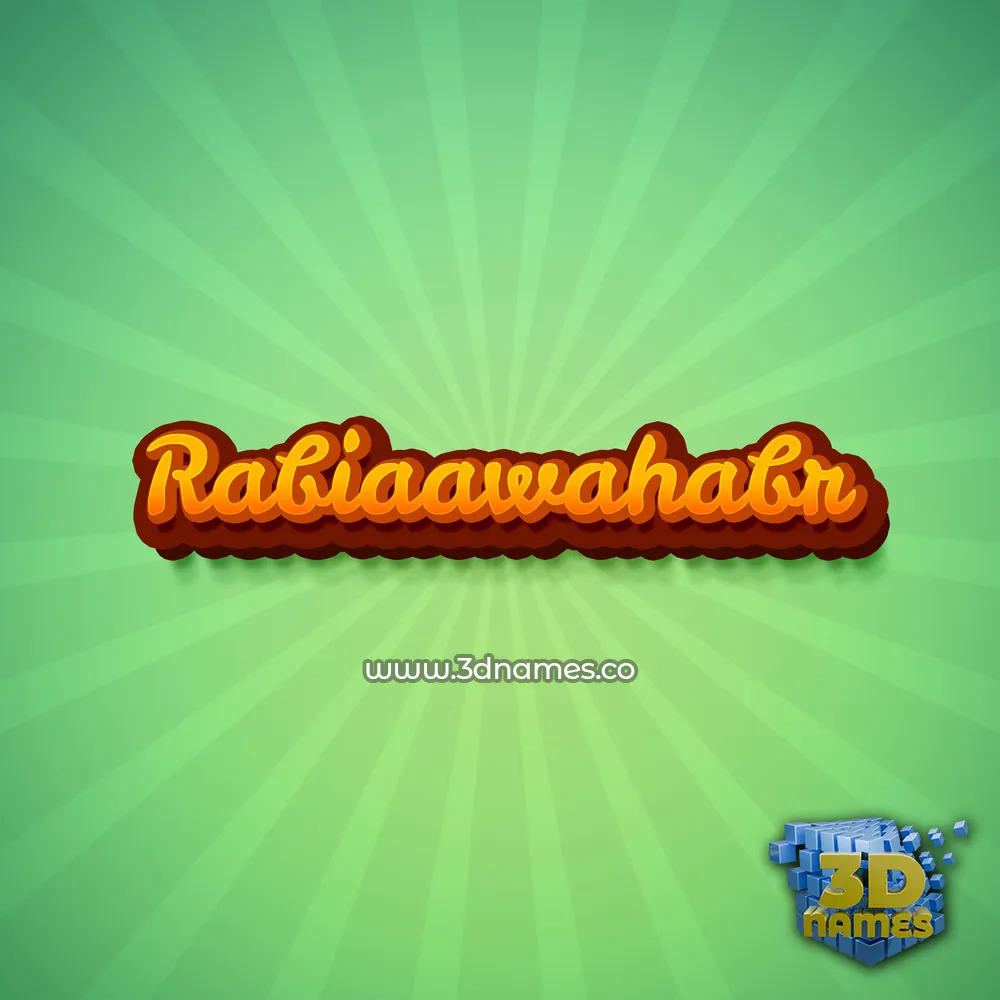 rabiaawahabr in Green Rays style - 3D name wallpaper