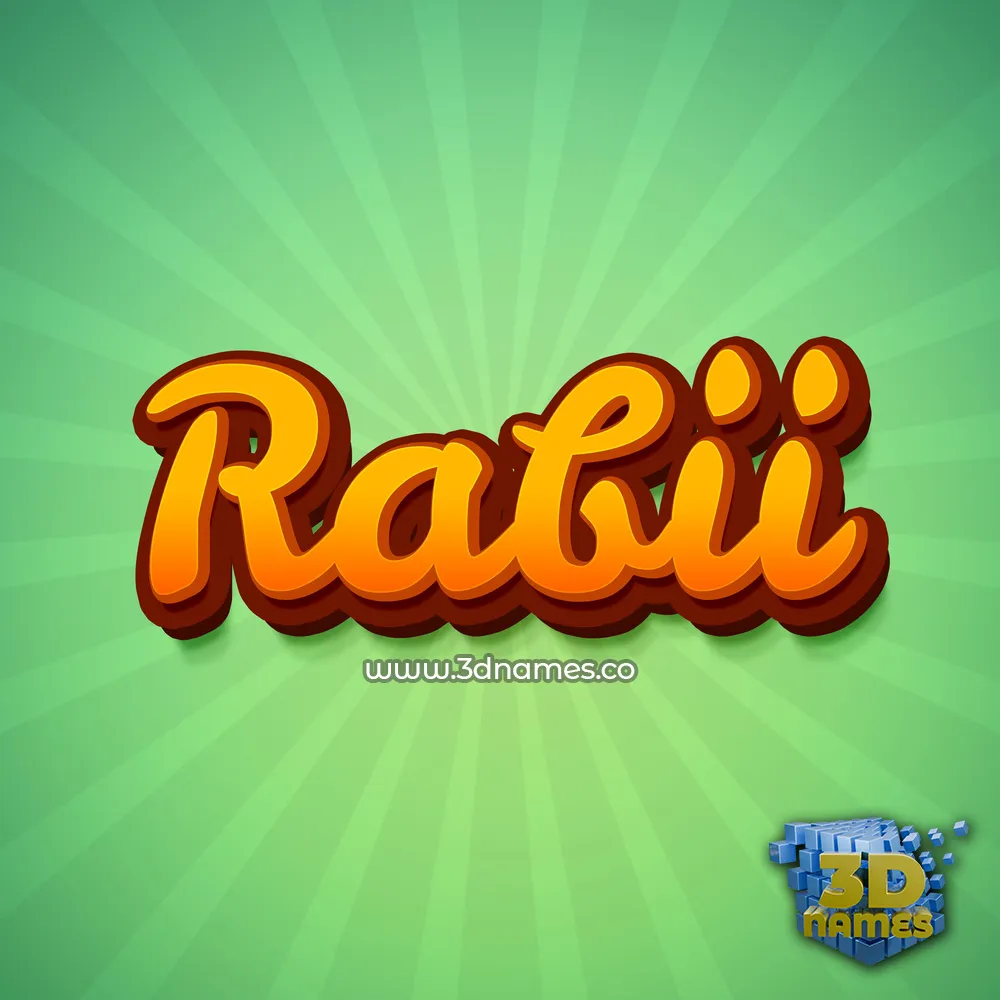 rabii in Green Rays style - 3D name wallpaper