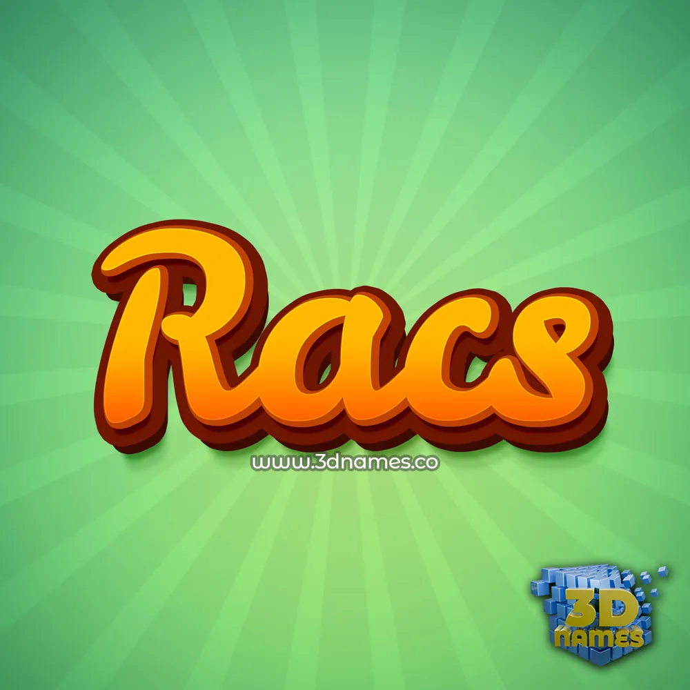 racs in Green Rays style - 3D name wallpaper
