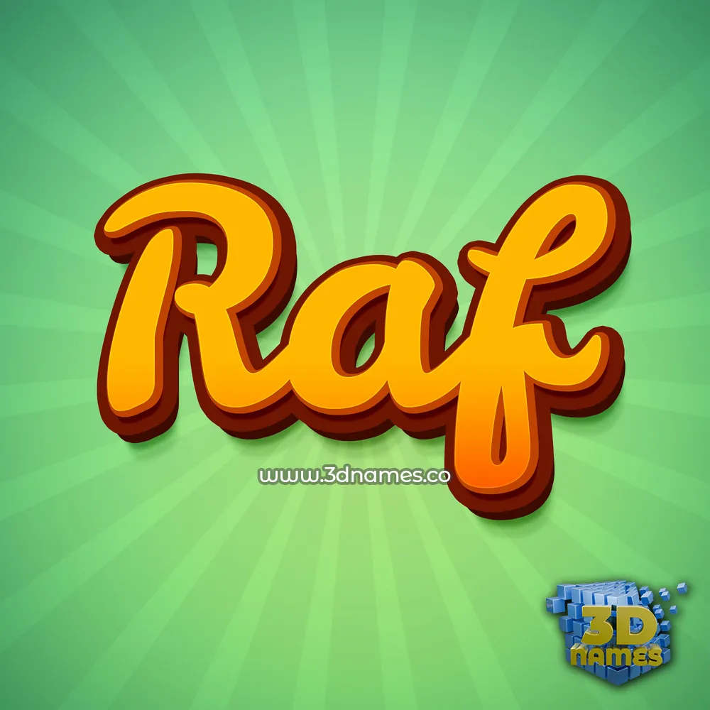 raf in Green Rays style - 3D name wallpaper