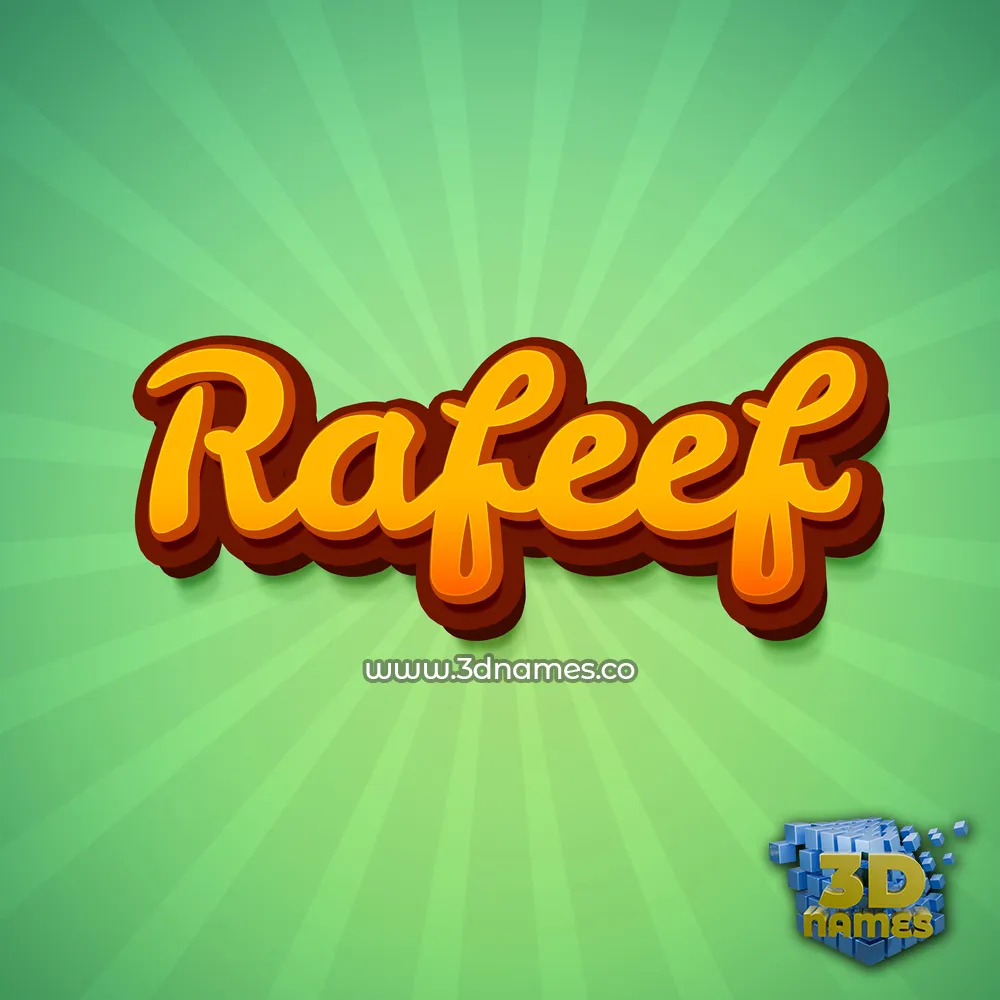 rafeef in Green Rays style - 3D name wallpaper