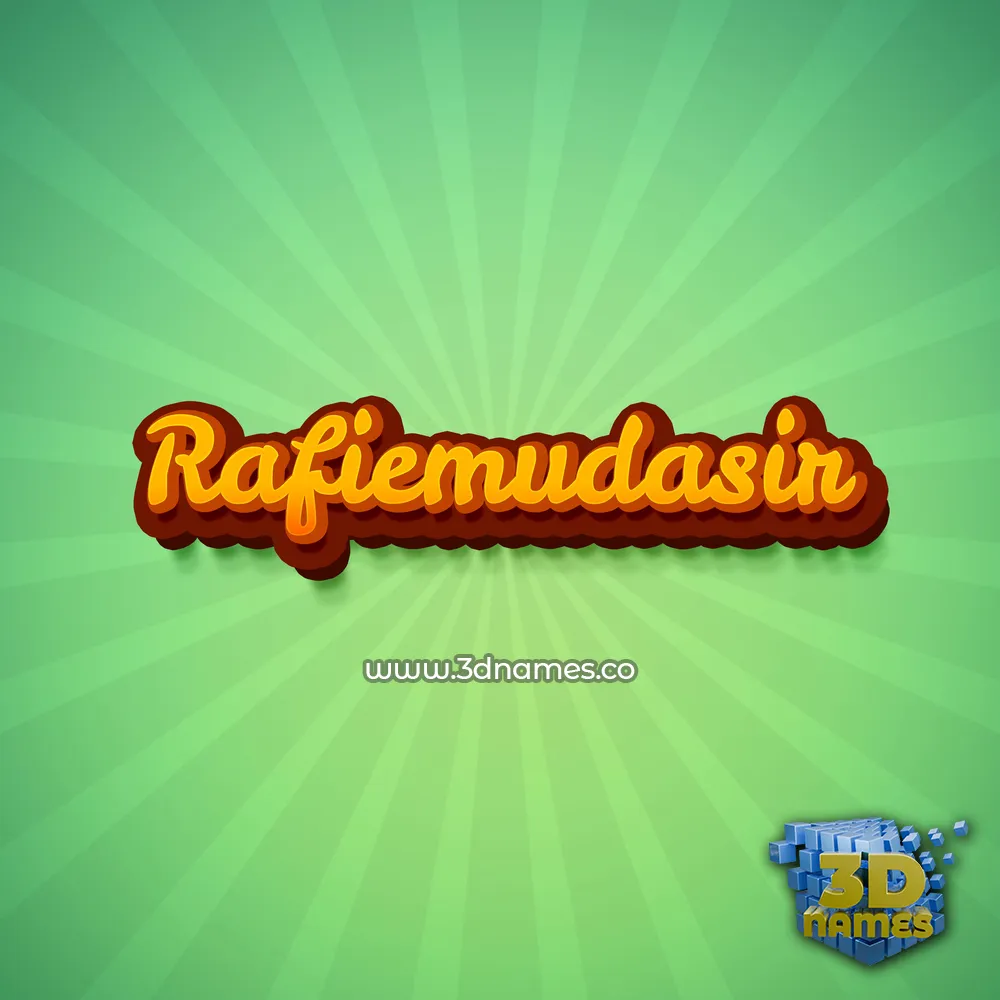 rafiemudasir in Green Rays style - 3D name wallpaper