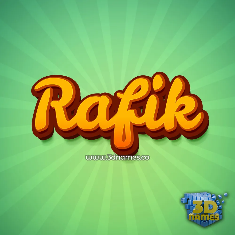 rafik in Green Rays style - 3D name wallpaper