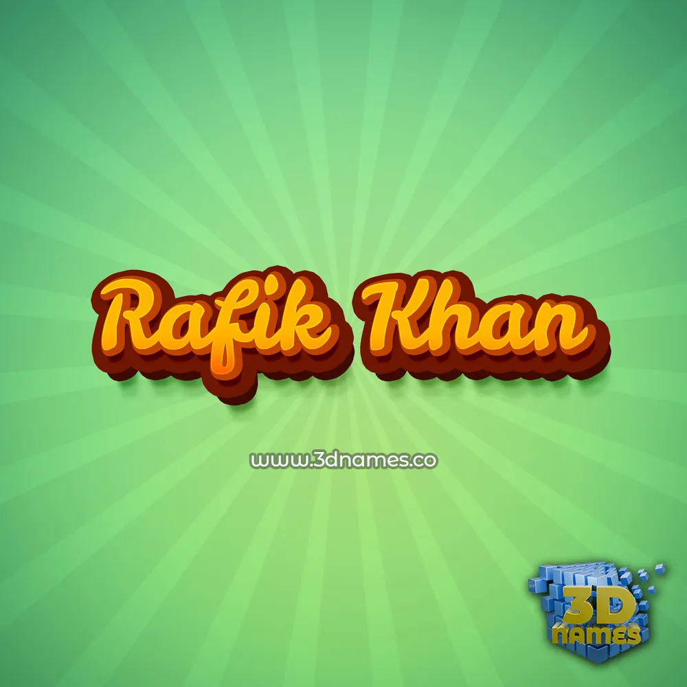 rafik khan in Green Rays style - 3D name wallpaper