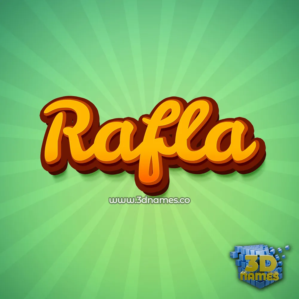 rafla in Green Rays style - 3D name wallpaper