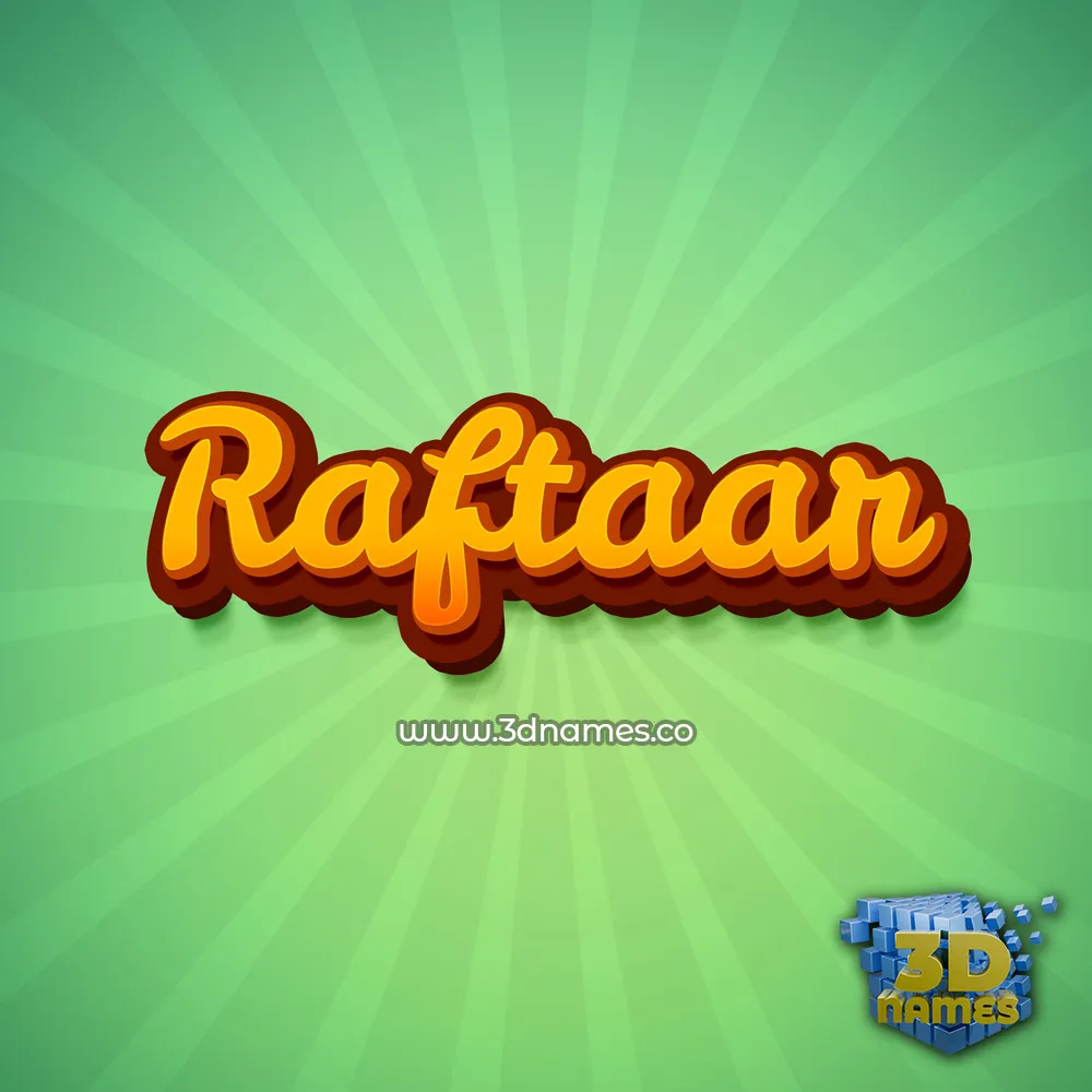 raftaar in Green Rays style - 3D name wallpaper