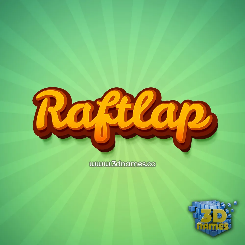 raftlap in Green Rays style - 3D name wallpaper