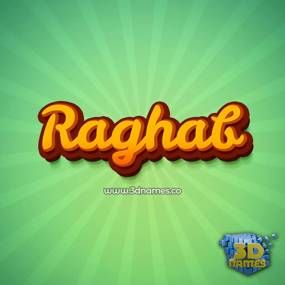 raghab in Green Rays style - 3D name wallpaper