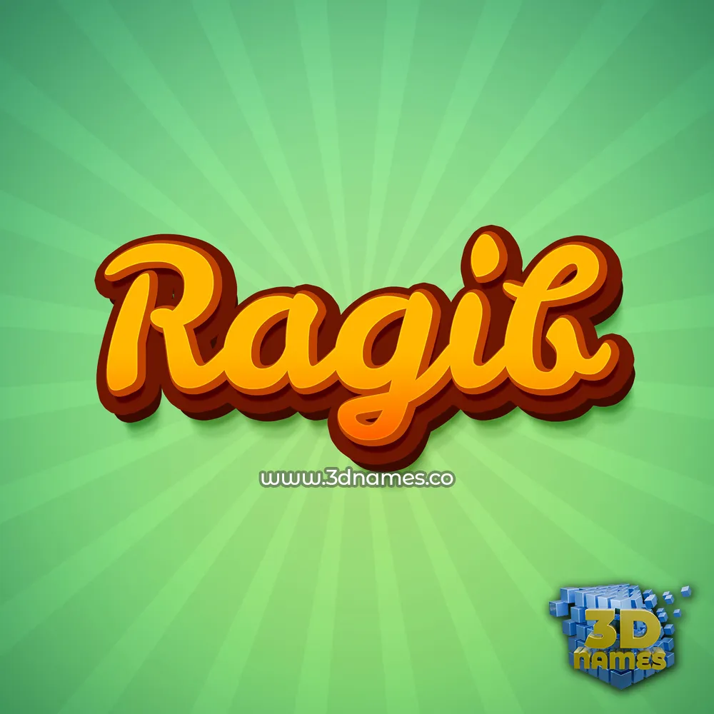 ragib in Green Rays style - 3D name wallpaper