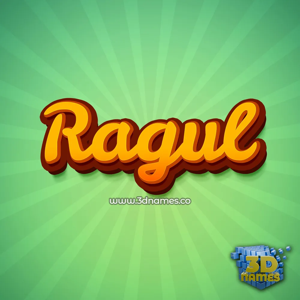 ragul in Green Rays style - 3D name wallpaper
