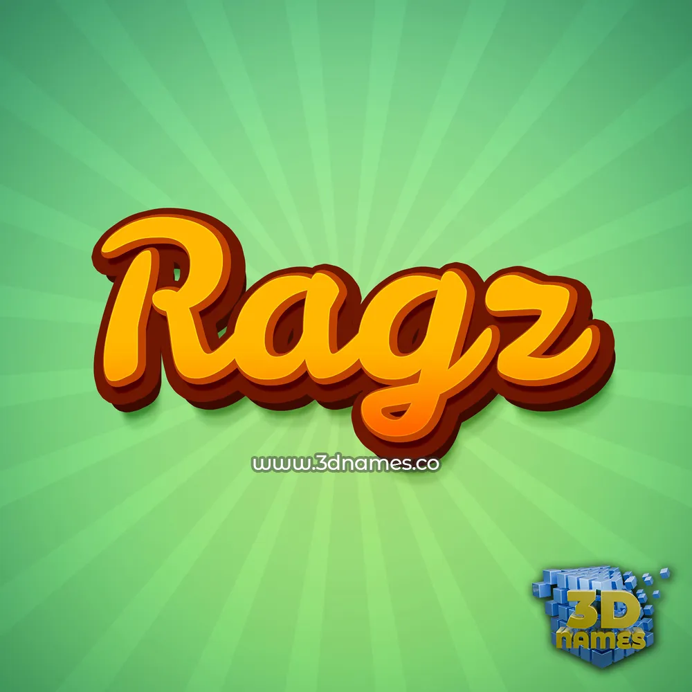 ragz in Green Rays style - 3D name wallpaper