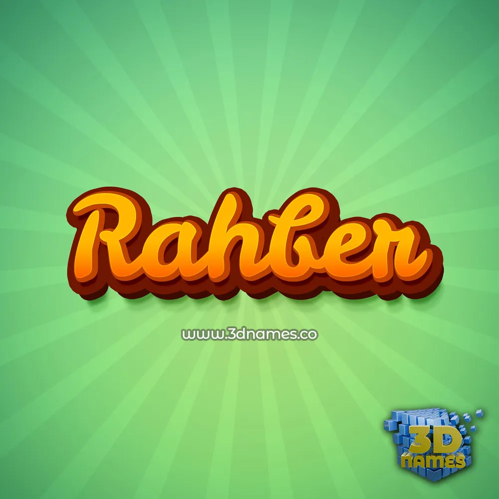 rahber in Green Rays style - 3D name wallpaper